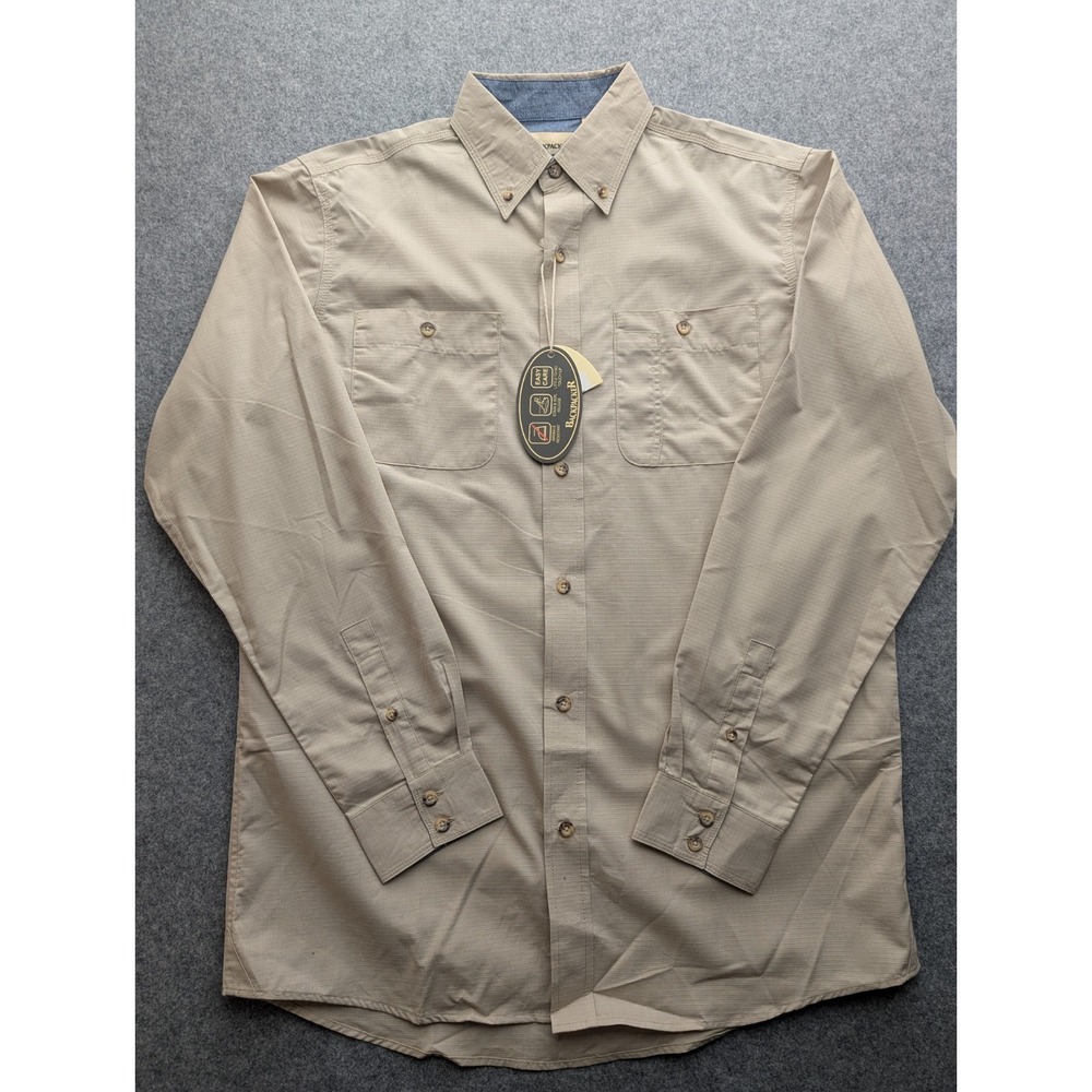 Backpacker‎ Men's Shirt LT Beige Button Up Long Sleeve Pockets Nwt